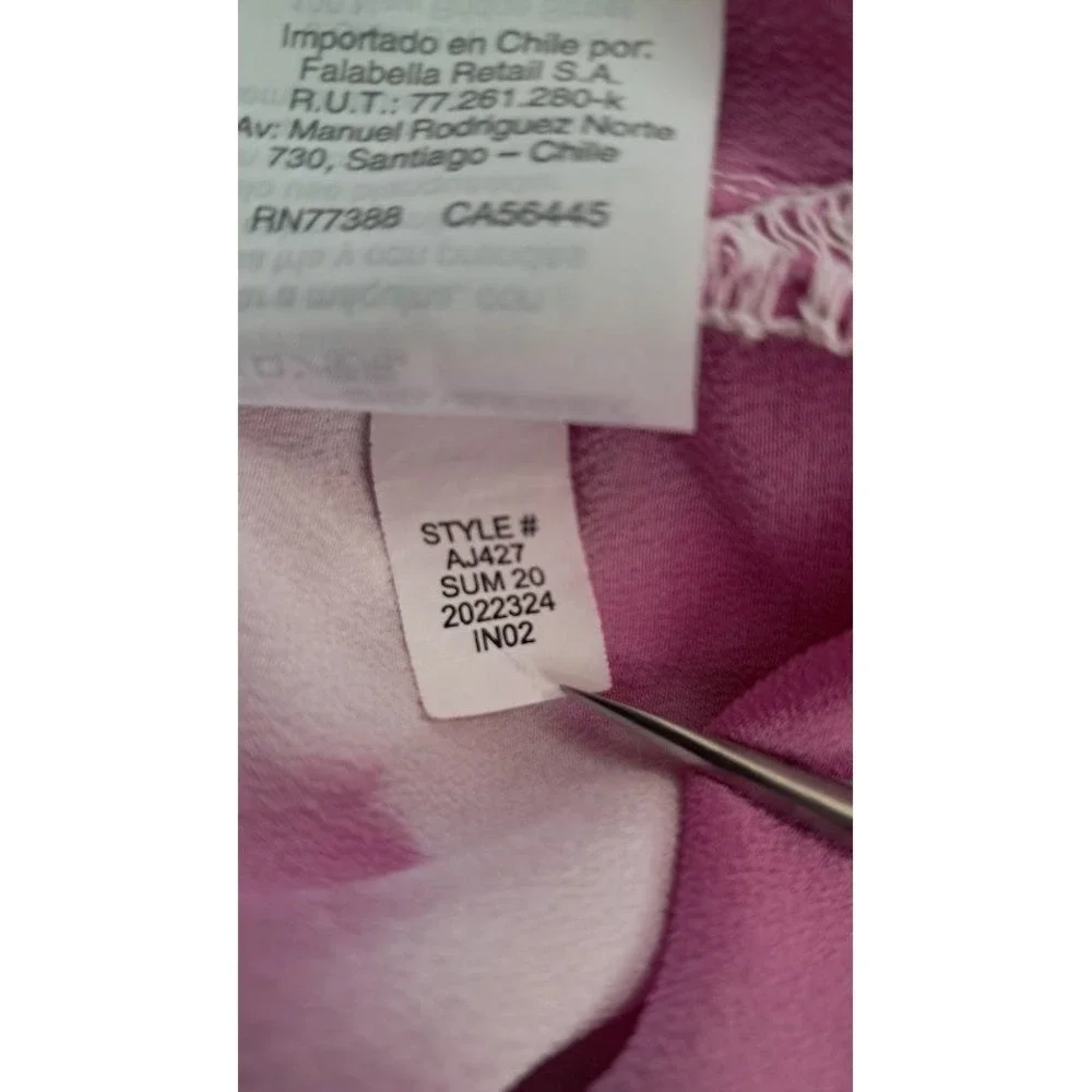 J. CREW‎ M Pink White Tie Dye Popover Blouse 100% Silk Long Sleeve Collared Boho